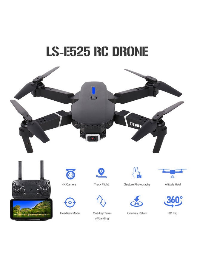 LS-E525 RC Drone with Camera 4K Camera WiFi FPV Drone Headless Mode Altitude Hold Gesture Photo Video Track Flight 3D Filp RC Qudcopter with 3 Batteries Black 21.5*7*18cm LS-E525 RC Drone with Camera 4K Camera WiFi FPV Drone Headless Mode Altitude Hold Gesture Photo Video Track Flight 3D Filp RC Qudcopter with 3 Batteries Black 21.5*7*18cm